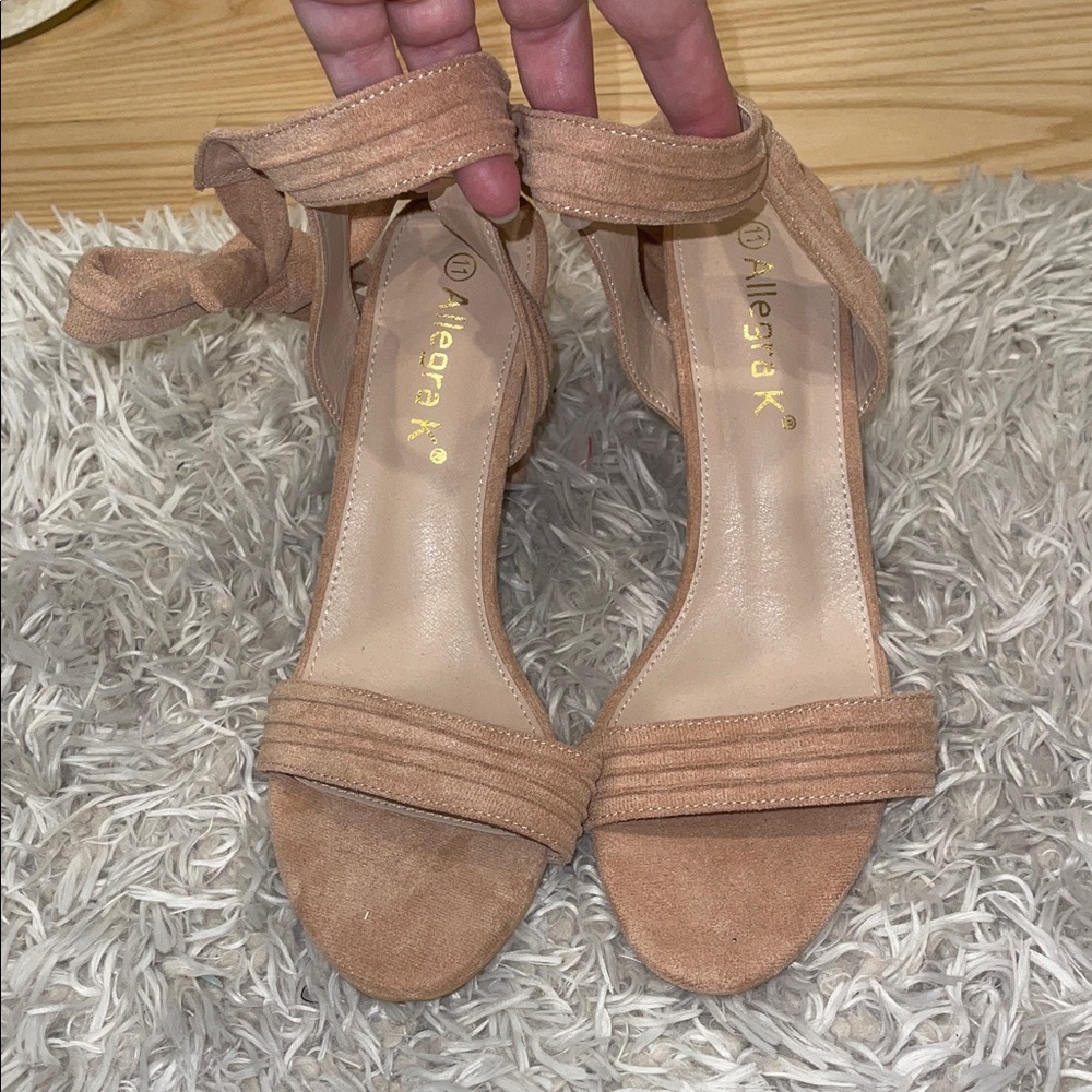 Allegra K tan faux Suede Sandals ankle strap women’s size 11